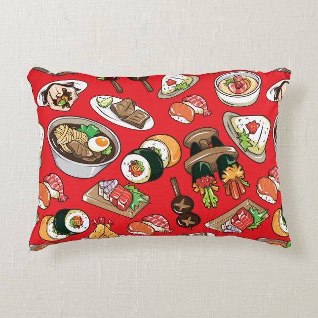 seamless Japanese food pattern Accent Pillow (Front)