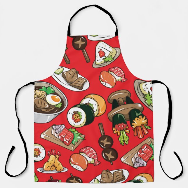 seamless Japanese food pattern Apron (Front)