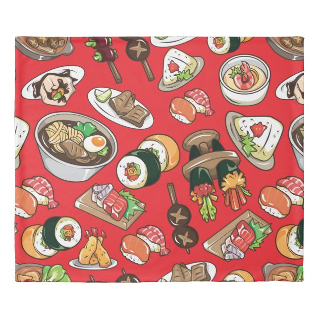seamless Japanese food pattern Duvet Cover (Front)