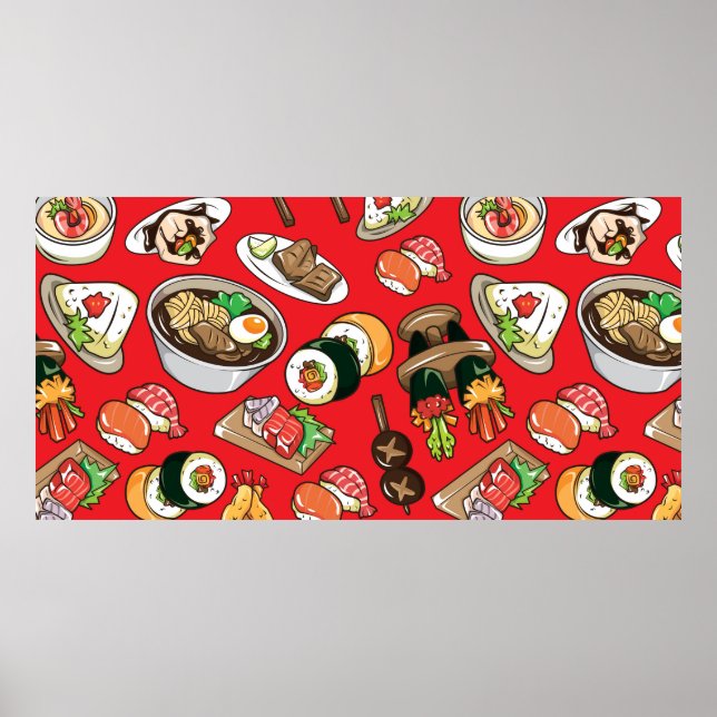 seamless Japanese food pattern Poster (Front)