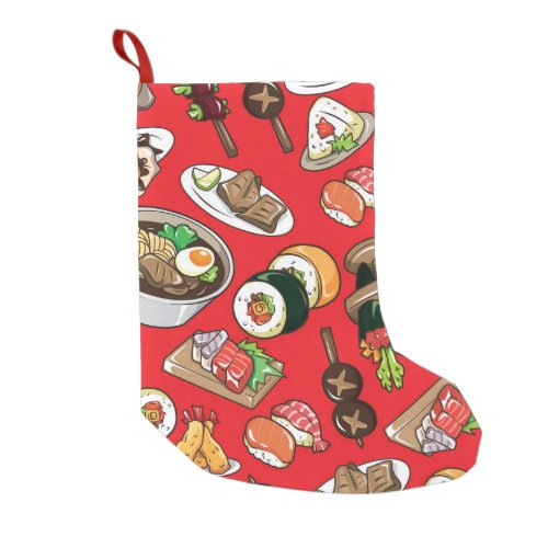 seamless Japanese food pattern Small Christmas Stocking