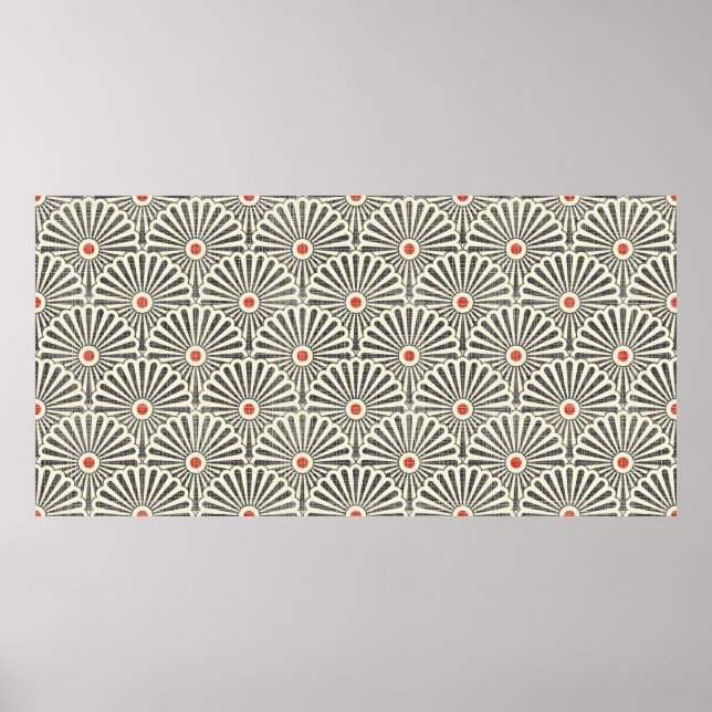 Seamless japanese vintage pattern on texture backg poster (Front)