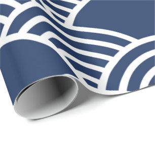 Seamless Japanese wave pattern with navy blue Wrapping Paper