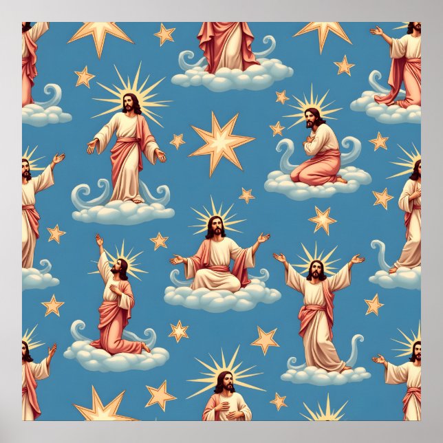Seamless Jesus Pattern Religion Gift Christianity  Poster (Front)