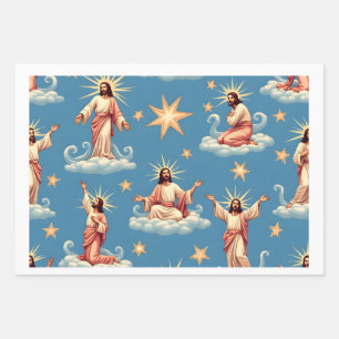 Seamless Jesus Pattern Religion Gift Christianity Wrapping Paper Sheets
