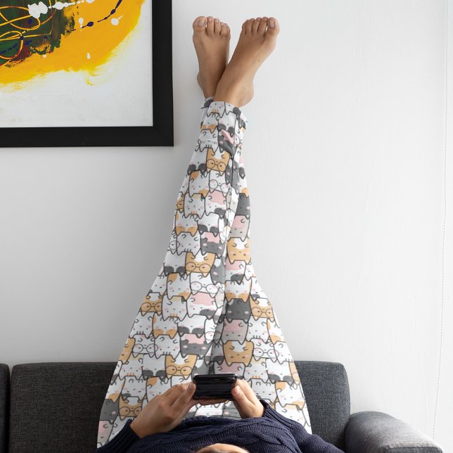 Seamless Kawaii Cute Cats Pattern Leggings (Creator Uploaded)