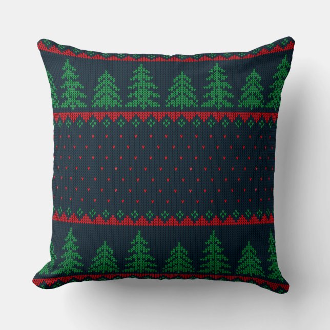Seamless Knitted Christmas tree  Pattern Throw Pillow (Front)