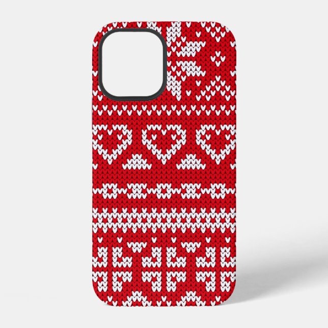 Seamless knitting pattern Norway festive sweater d Iphone Case (Back)
