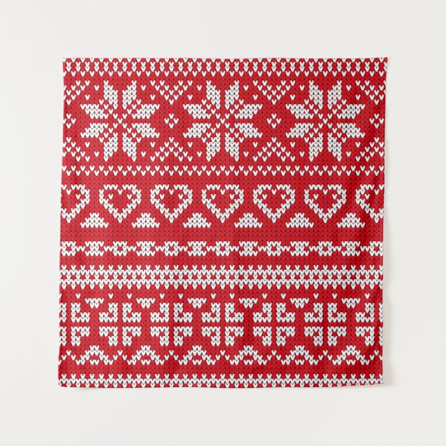 Seamless knitting pattern Norway festive sweater d Tapestry (Front)