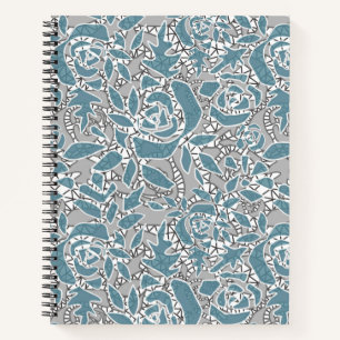 Seamless lace roses romantic retro vintage blue la notebook