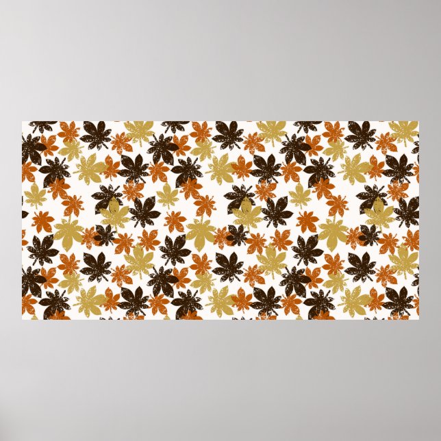 seamless leaf pattern with grunge effect poster (Front)