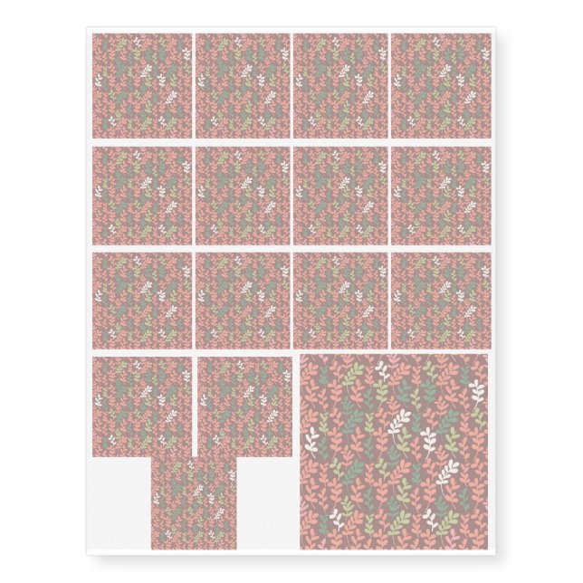 Seamless leaves pattern temporary tattoos (Front)