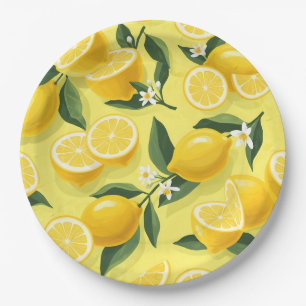 Seamless lemon Pattern design Paper Plates