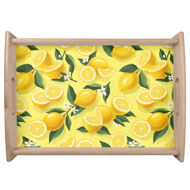Seamless lemon Pattern design Serving Tray (Front)