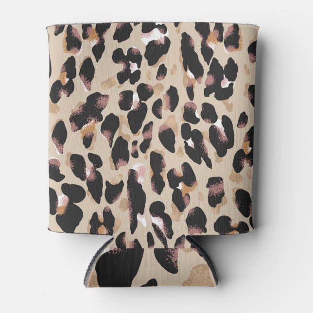 Seamless Leopard Animal Print Pattern Can Cooler (Front)
