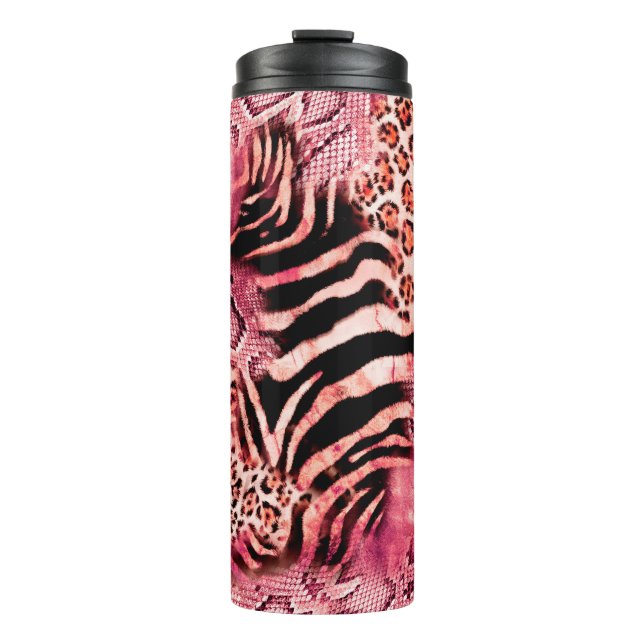 Seamless leopard pattern, abstract zebra. leopard, thermal tumbler (Front)