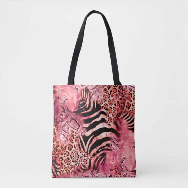 Seamless leopard pattern, abstract zebra. leopard, tote bag (Front)