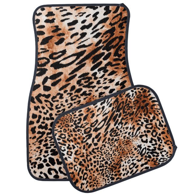 Seamless leopard pattern, african animal print car floor mat (Set)