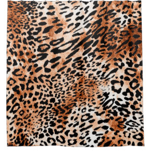 Seamless leopard pattern, african animal print shower curtain
