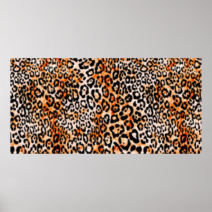 Seamless leopard pattern, hand drawing animal prin poster
