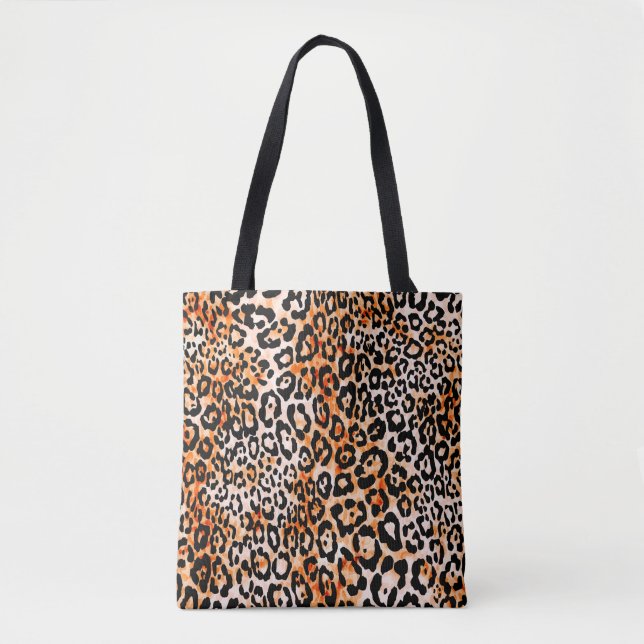 Seamless leopard pattern, hand drawing animal prin tote bag (Front)