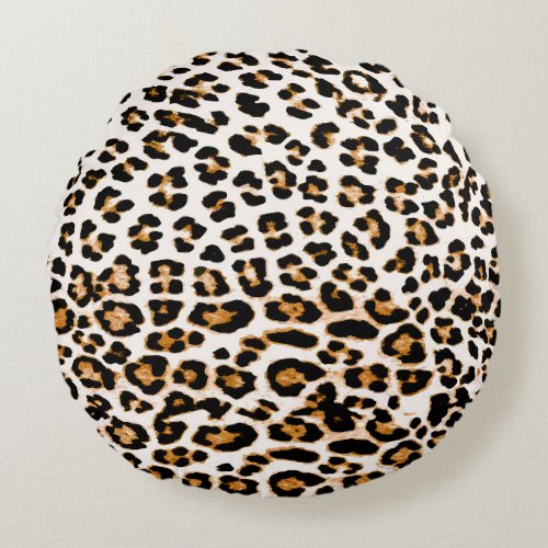 Seamless leopard texture african animal print round pillow