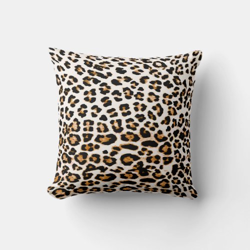 Seamless leopard texture african animal print throw pillow