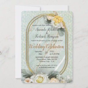 Seamless Light Green, Yellow & White Mandalas Invitation