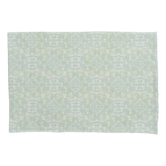 Seamless Light Green, Yellow & White Mandalas  Pillow Case (Front)