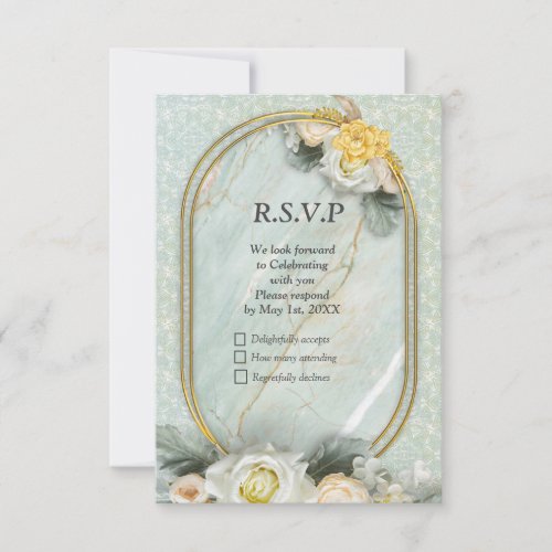 Seamless Light Green Yellow  White Mandalas  RSVP Card