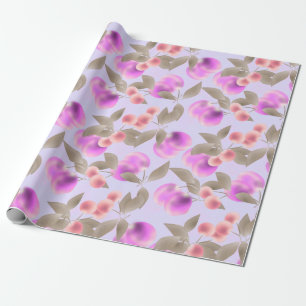 Seamless light plum fruits purple berries cherry p wrapping paper