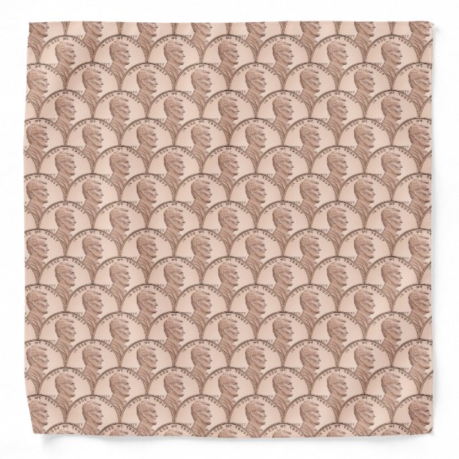 Seamless Lincoln Penny Pattern – Copper Coins Bandana (Front)