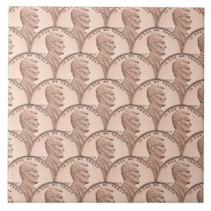Seamless Lincoln Penny Pattern – Copper Coins Ceramic Tile
