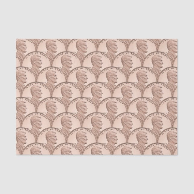 Seamless Lincoln Penny Pattern – Copper Coins Tissue Paper (Front)