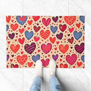 Seamless Love Heart Pattern Art Doormat