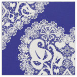 Seamless love Valentines Day navy white lacy lace Fabric