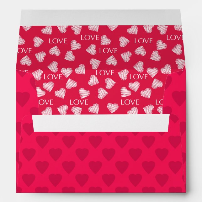 Seamless LOVE Valentines Day pink red white scratc Envelope (Back (Bottom))