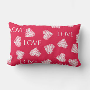 Seamless LOVE Valentines Day pink white scratch he Lumbar Pillow