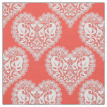 Seamless love Valentines Day white lacy lace heart Fabric