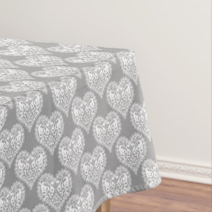 Seamless love Valentines Day white lacy lace heart Tablecloth