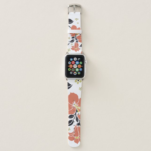 Seamless luxury pattern with flowersflower, lace,  apple watch band (Front)