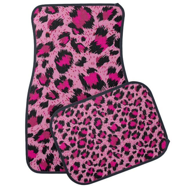 Seamless luxury pink leopard pattern. car floor mat (Set)