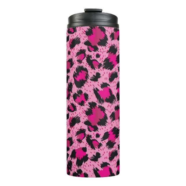 Seamless luxury pink leopard pattern. thermal tumbler (Front)
