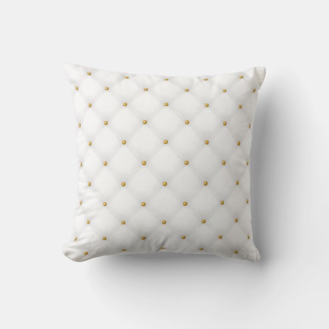 Seamless Luxury White and Gold 1 Throw Pillow (Front)