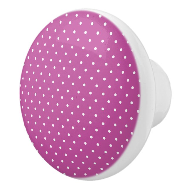 Seamless magenta background polka dot pattern ceramic knob (Right)