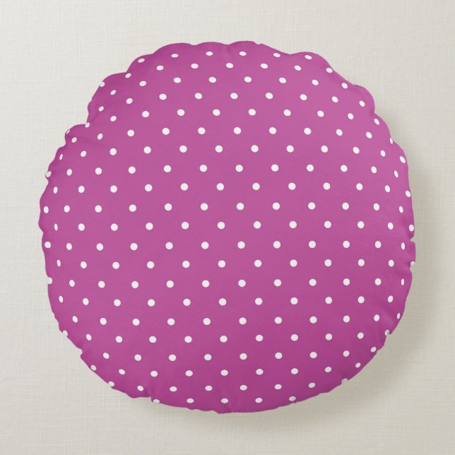 Seamless magenta background polka dot pattern round pillow (Front)