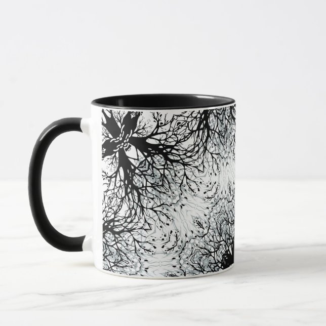 Seamless mandala kaleidoscope tile gray pattern o mug (Left)