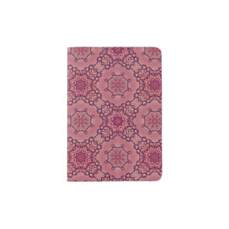 Seamless mandala pattern red and pink passport holder