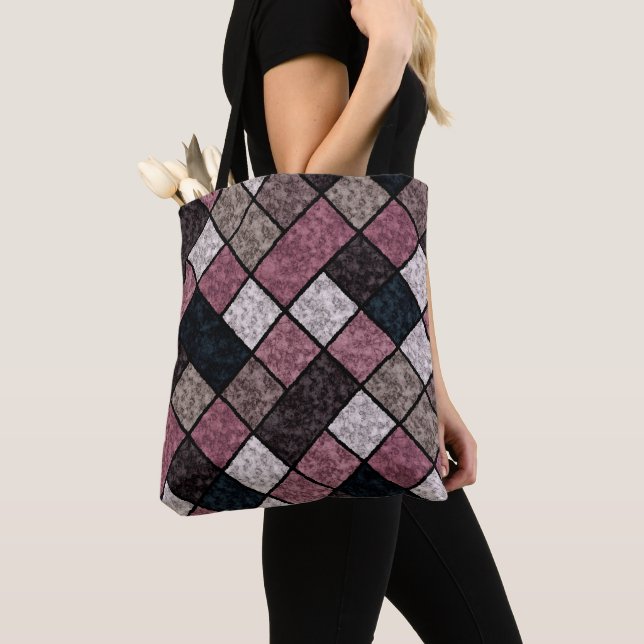 Seamless marble granite stone tile pattern retro v tote bag (Close Up)