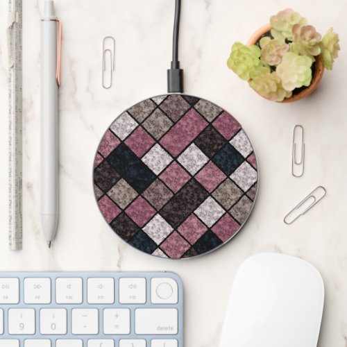 Seamless marble granite stone tile pattern retro  wireless charger 